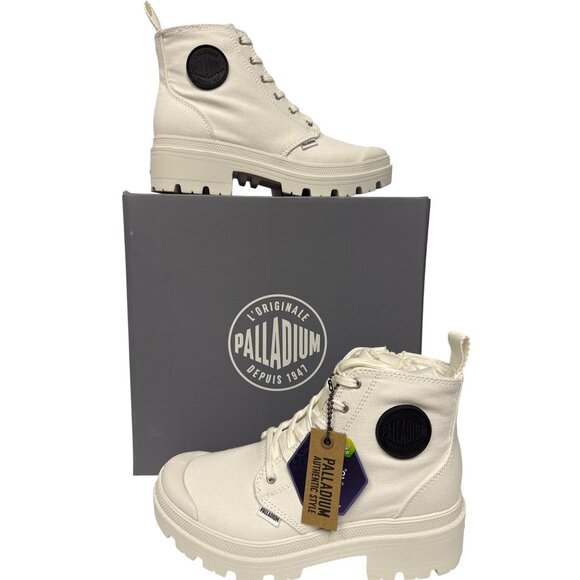 Palladium Pallabase Women's Twill Bootie Sneaker Platform Star White Size 7 NEW - Picture 1 of 13